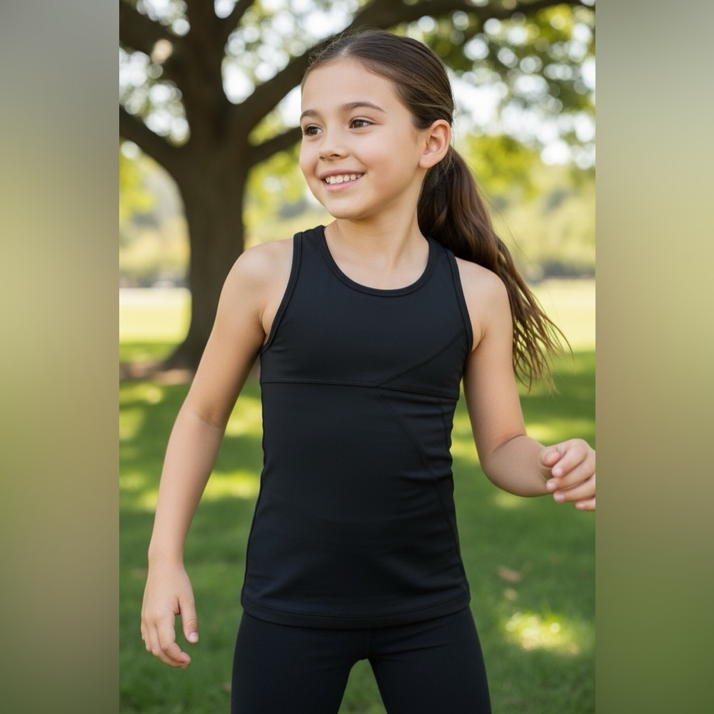 Ivivva (Lululemon) Black Tank Top w/ Built in Shelf Bra Size 8